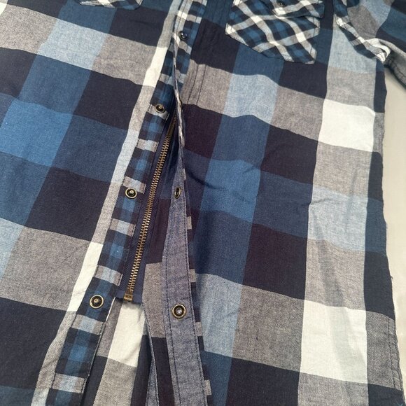 Buffalo David Bitton Pearl Snap Window Pane Shacket Mens Zipper Cowboy Western - Picture 10 of 16